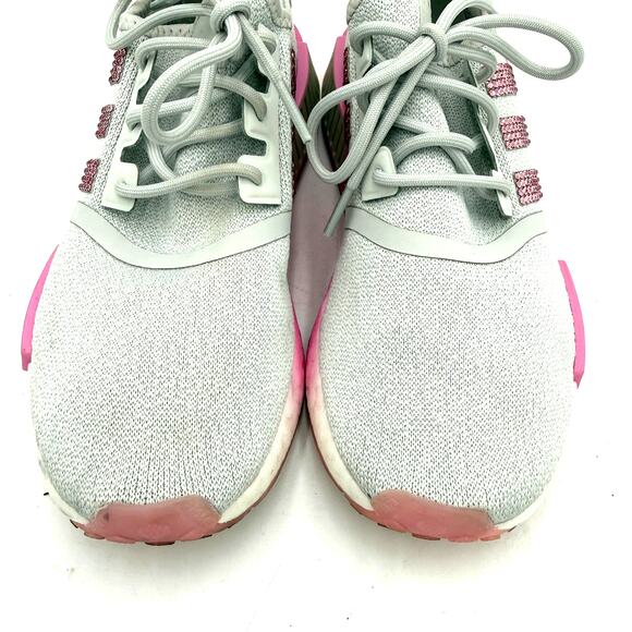 Adidas Grey & Pink NMD R1 Swarovski Crystals Bling Rhinestone Sneakers Size 7.5 - Picture 4 of 9
